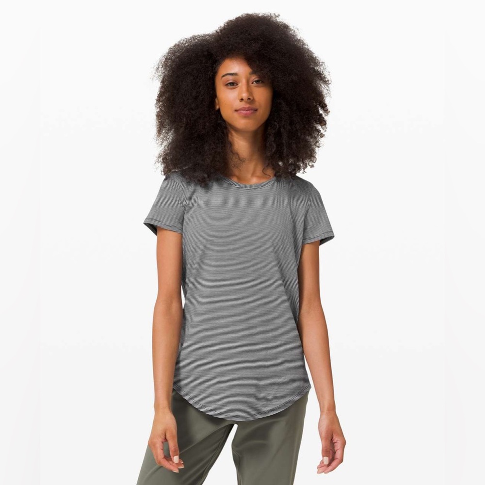 Lululemon Black and White Stripe Love Crew III Sz 2